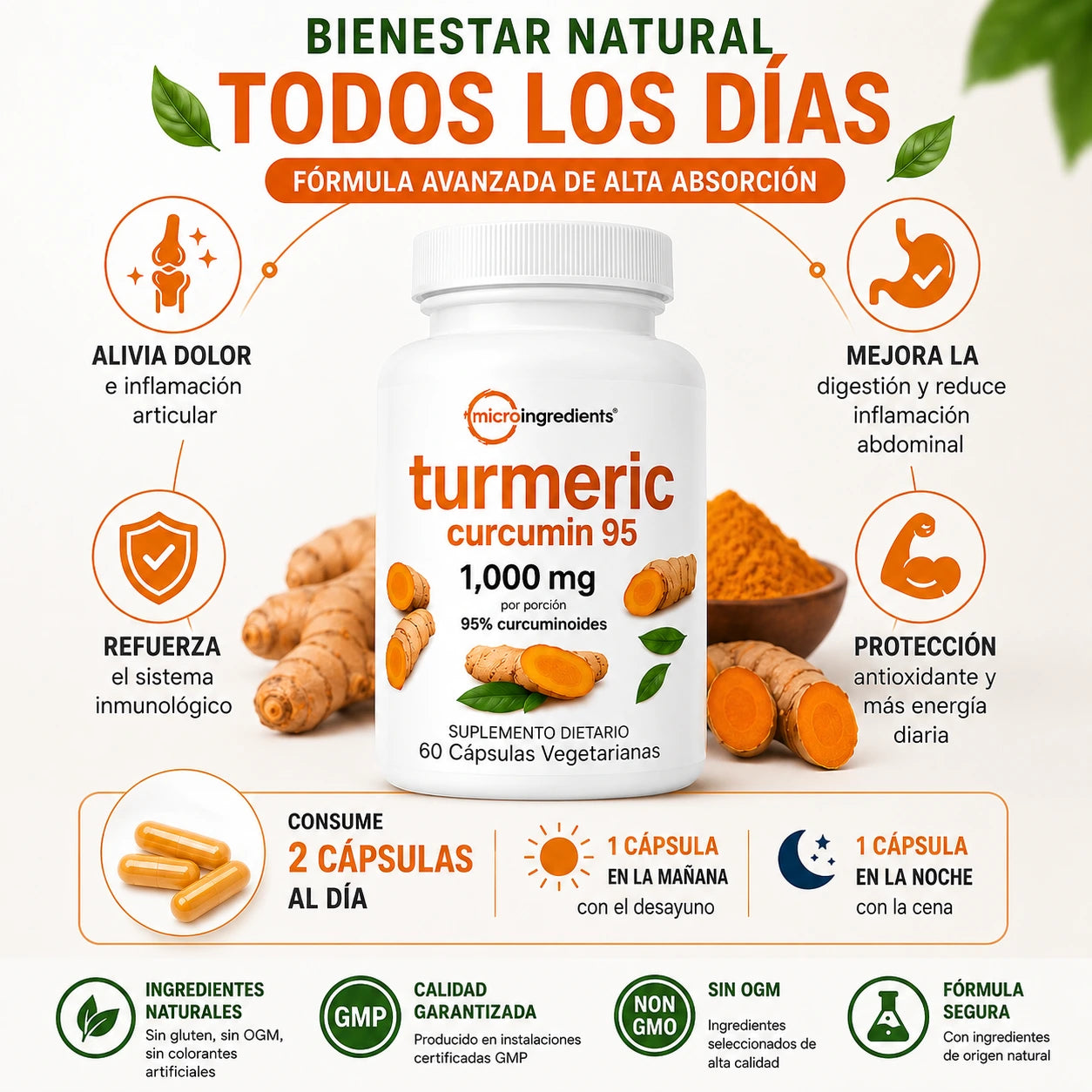 Complejo de Cúrcuma™ 6 en 1 (60 caps) 🌟 Menos inflamación, más movilidad y bienestar
