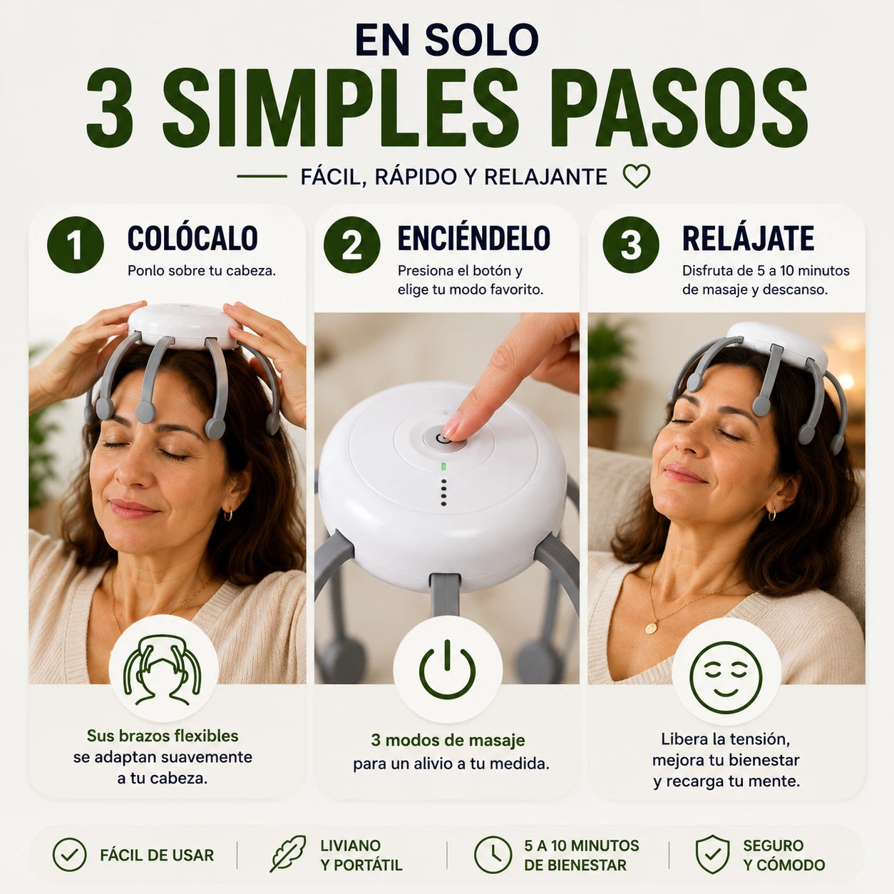 CalmaHead™ | Masajeador Inteligente de Cabeza✨Dale un Descanso a Tu Cabeza en Solo 5 Minutos