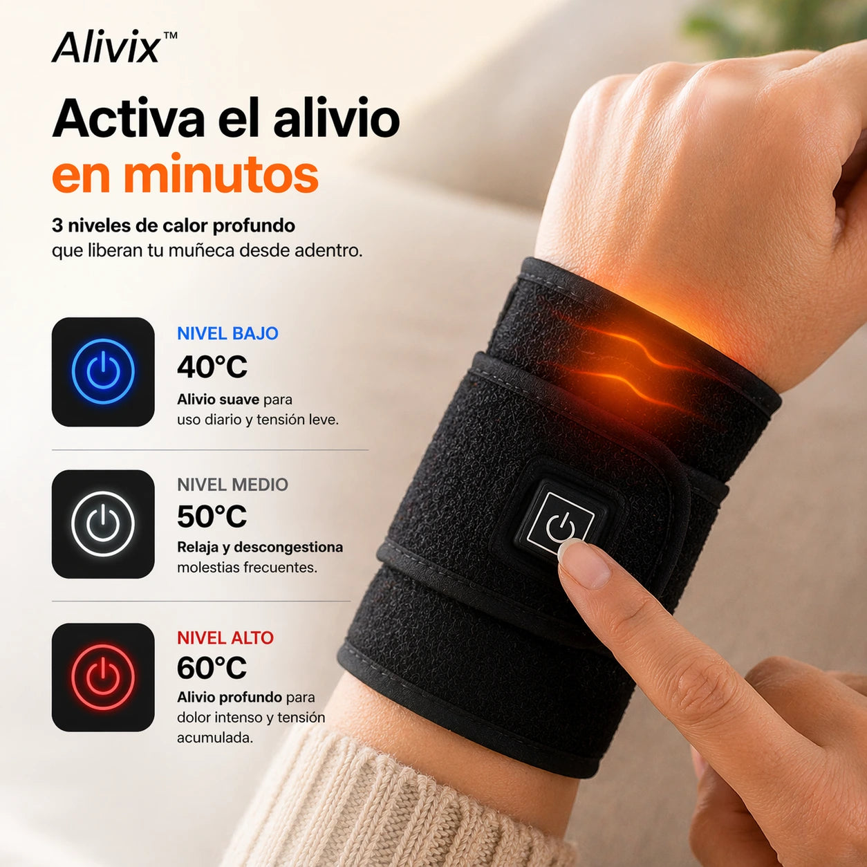 Alivix™ | Alivia el Dolor de Muñeca, Hormigueo y Túnel Carpiano para Volver a Usar tu Mano con Comodidad