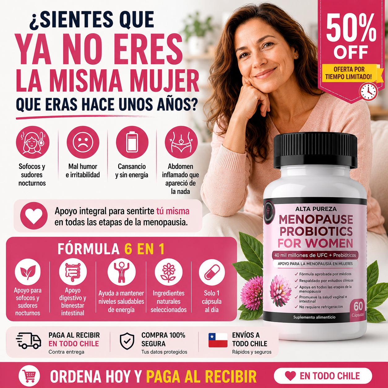 Menopausia Probioticos® (60 Cp)✨Menos hinchazón, más bienestar y equilibrio en la menopausia