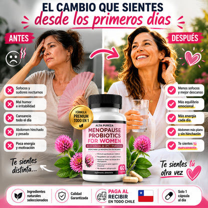 Probioticos Menopausia®(60 Cp)✨Menos hinchazón, más bienestar y equilibrio en la menopausia