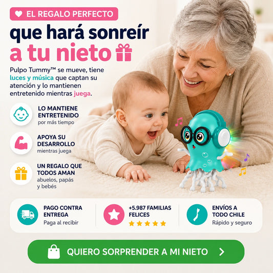 Pulpo Tummy™ | El Juguete Interactivo que Mantiene a tu Guagua Feliz Mientras Juega