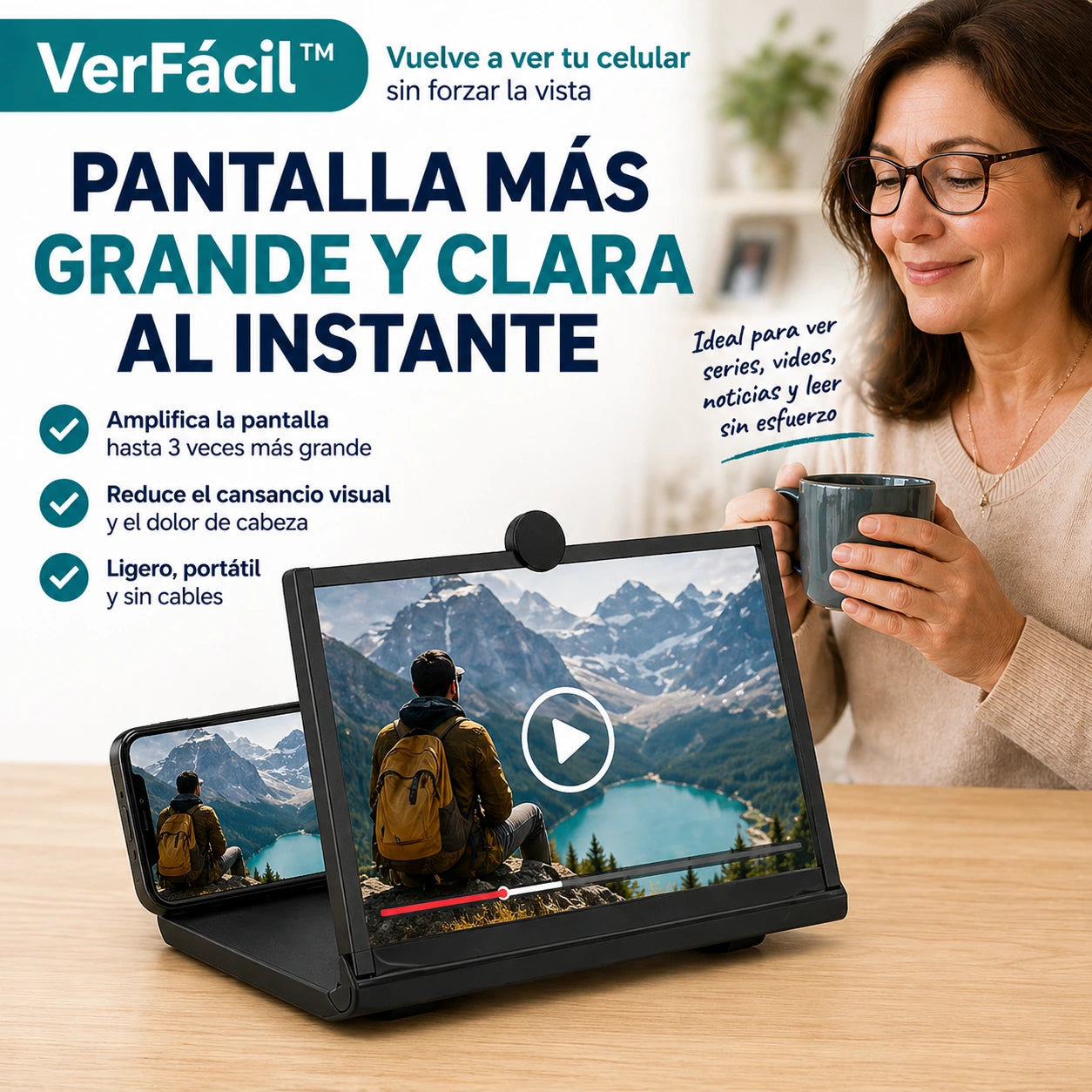 Amplificador Pro™ | Vuelve a ver tu celular sin forzar la vista