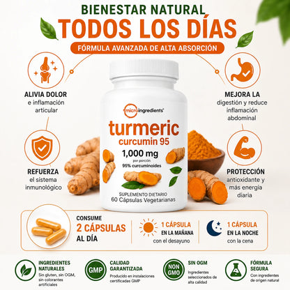 Complejo de Cúrcuma™ 6 en 1 (60 caps) 🌟 Menos inflamación, más movilidad y bienestar