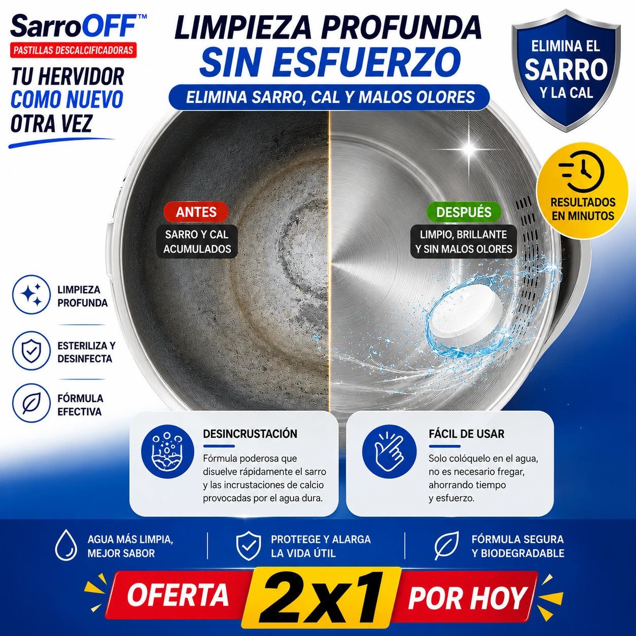 🔥2X1 SarroOFF™ | 24 Pastillas descalcificadoras — Tu hervidor como nuevo otra vez