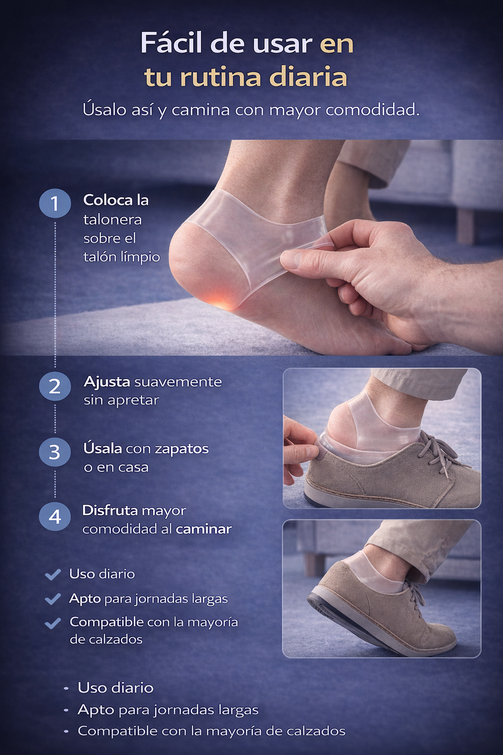 VivoStep® – 🦶 Talonera Invisible que Protege el Talón y Te Permite Seguir de Pie