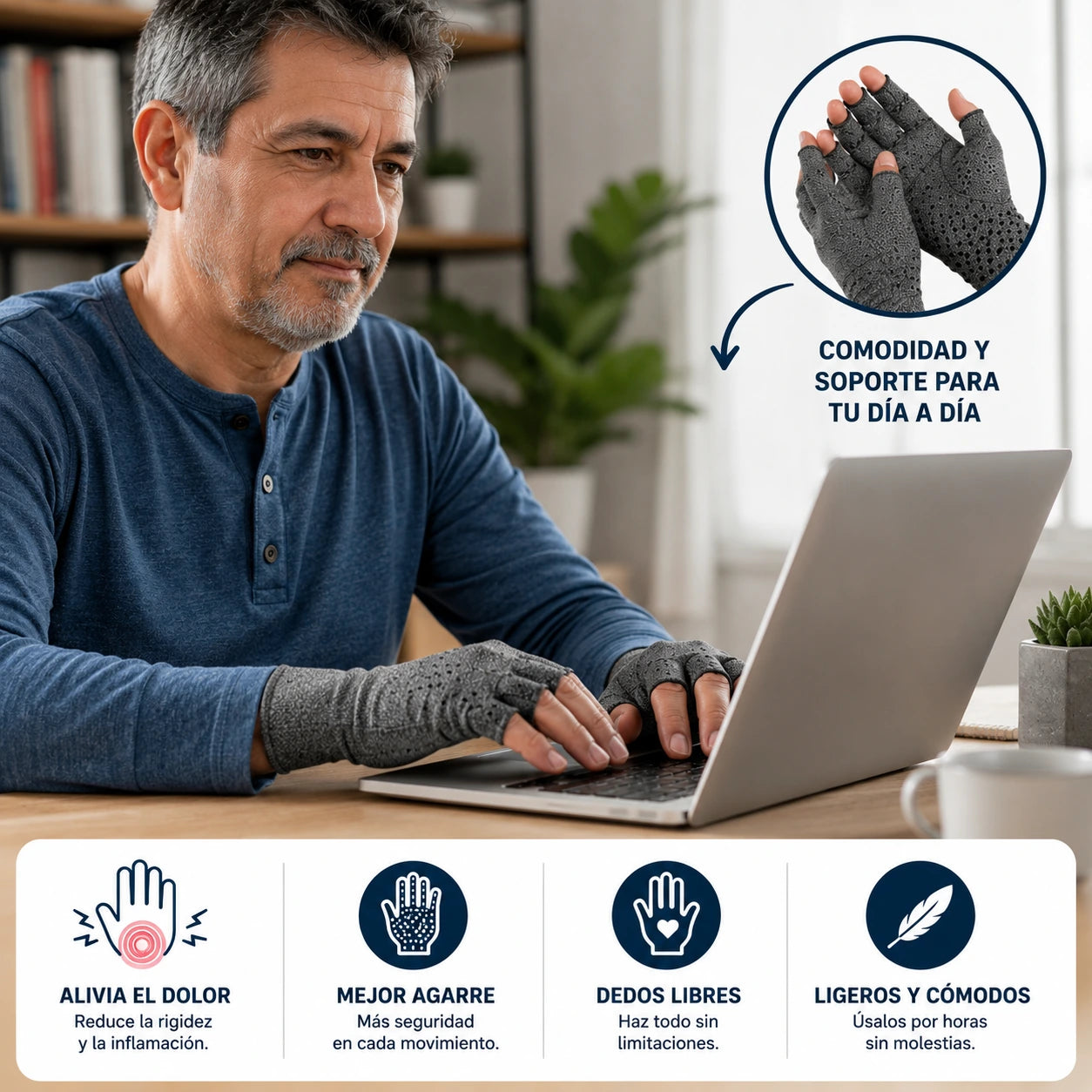 AliviaHands™ | Guantes de Compresión para Artritis, Artrosis y Túnel carpiano + 🎁12 Parches Alivia de Regalo