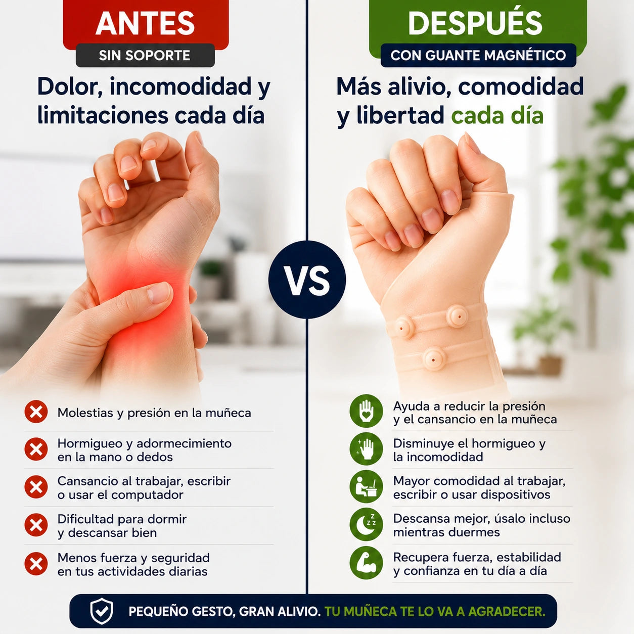 2x1🤚Muñequera de Soporte Magnético | Alivia el dolor y descansa tu muñeca todos los días