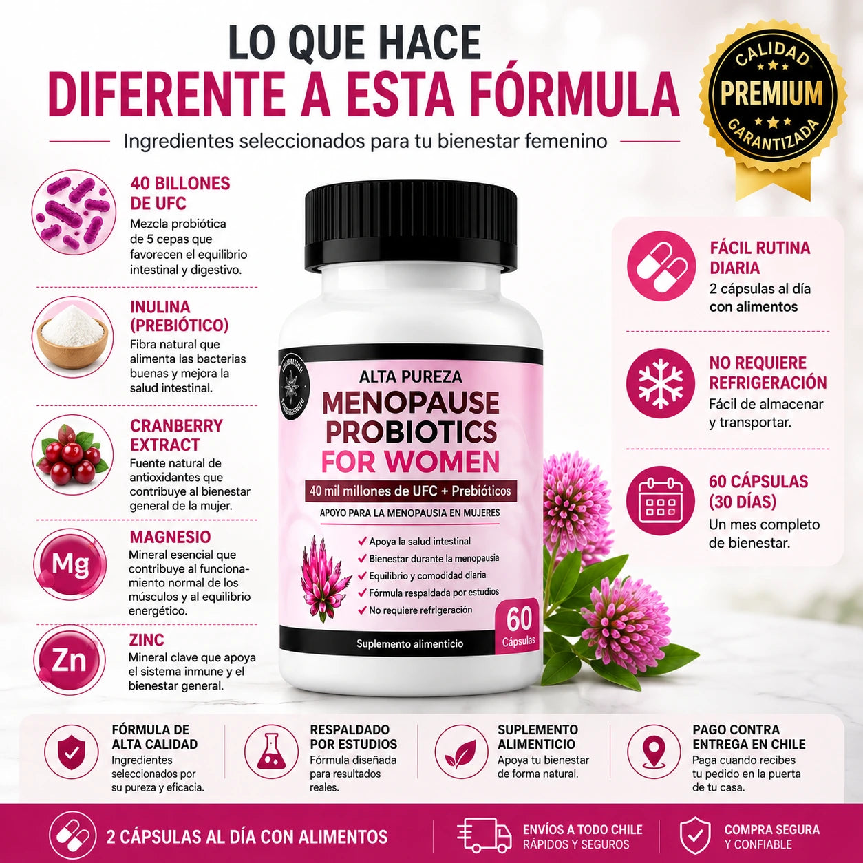 Menopausia Probioticos® (60 Cp)✨Menos hinchazón, más bienestar y equilibrio en la menopausia