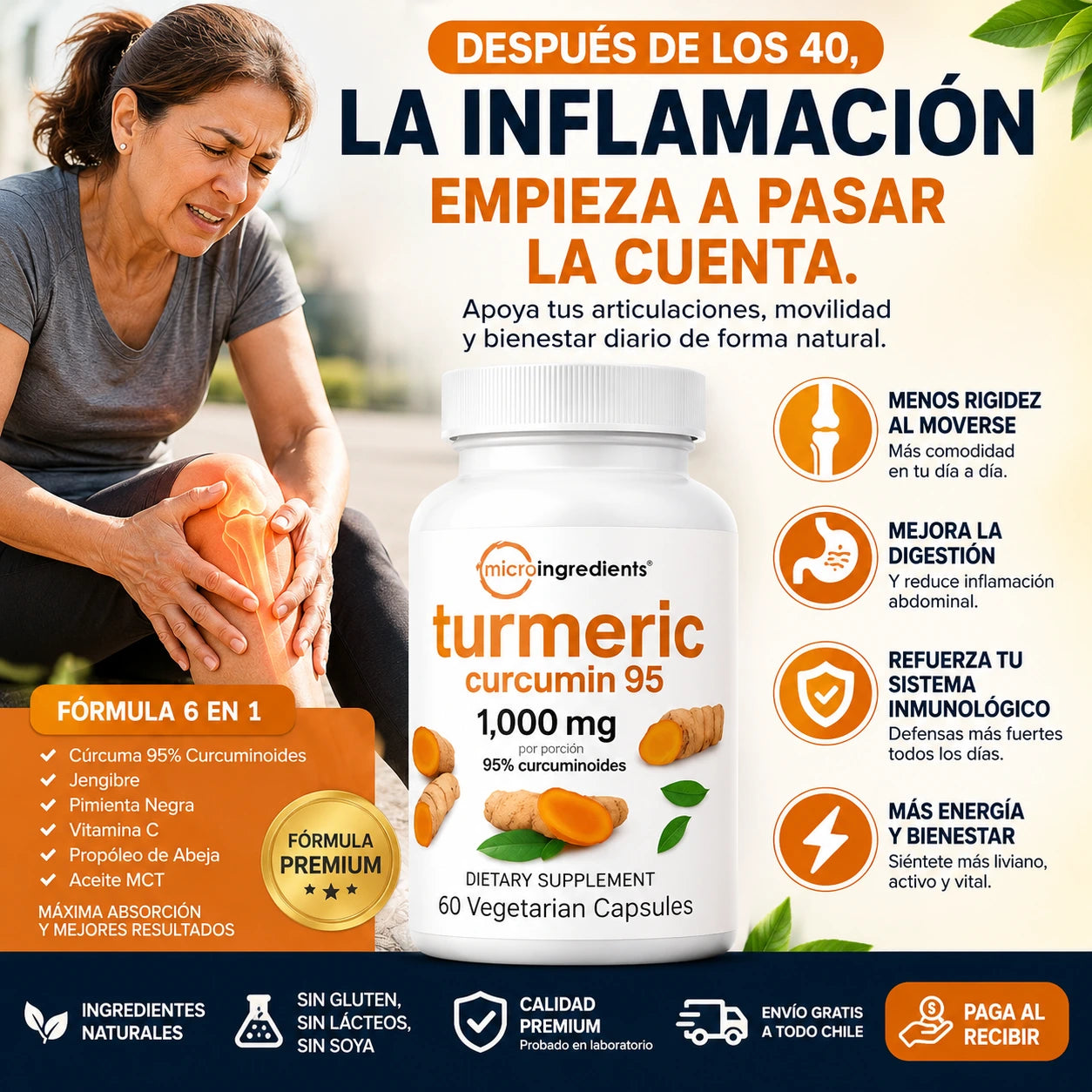 Complejo de Cúrcuma™ 6 en 1 (60 caps) 🌟 Menos inflamación, más movilidad y bienestar