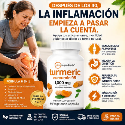 Complejo de Cúrcuma™ 6 en 1 (60 caps) 🌟 Menos inflamación, más movilidad y bienestar
