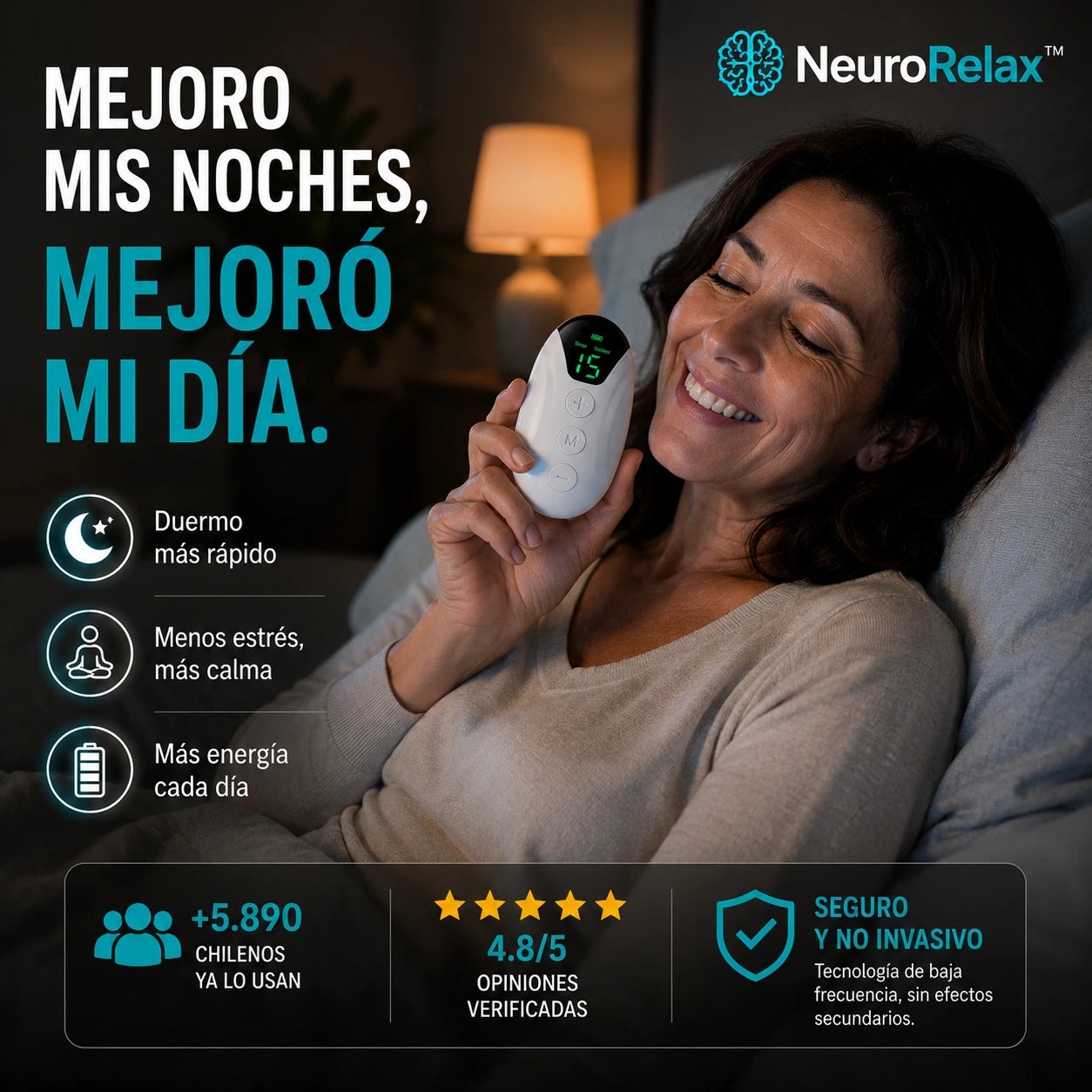 NeuroRelax™ | Dispositivo de Relajación para Estrés, Ansiedad y Descanso Nocturno
