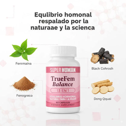 TrueFem – Cápsulas de Apoyo al Equilibrio Hormonal y Bienestar Femenino